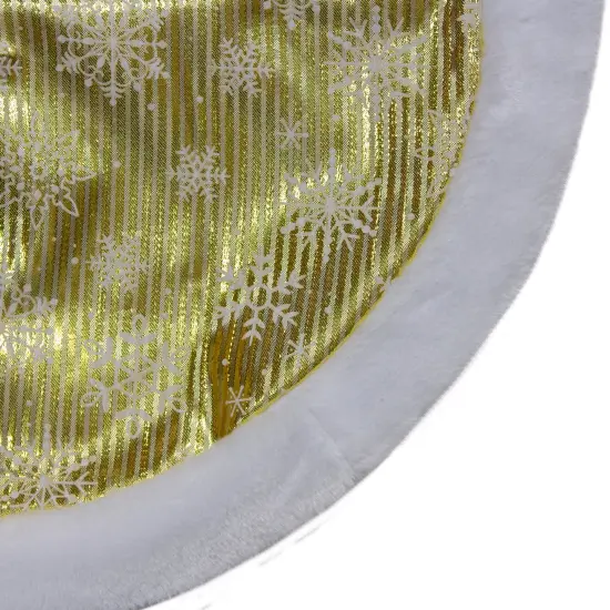 Northlight 20-Inch Gold and White Metallic Snowflake Print Mini Christmas Tree Skirt {3}