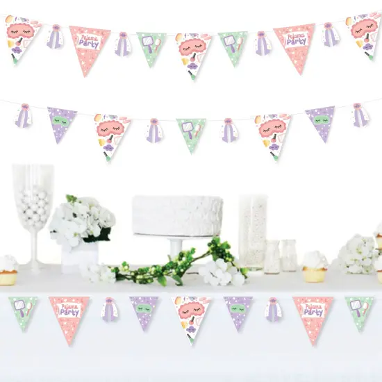 Big Dot of Happiness Pajama Slumber Party - DIY Girls Sleepover Birthday Party Pennant Garland Decoration - Triangle Banner - 30 Pieces {3}