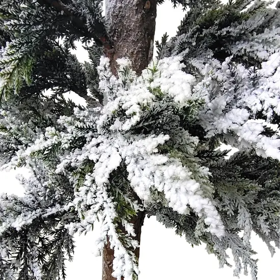 Northlight Heavily Flocked Pine Christmas Tree in Natural Jute Base - 35.25" Green {3}