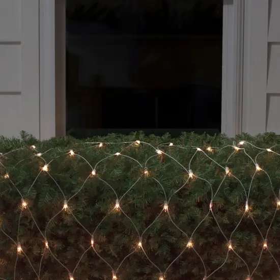 Northlight Mini Net Style Cloun Wrap Christmas Lights - 4' x 6' - Clear - White Wire {4}
