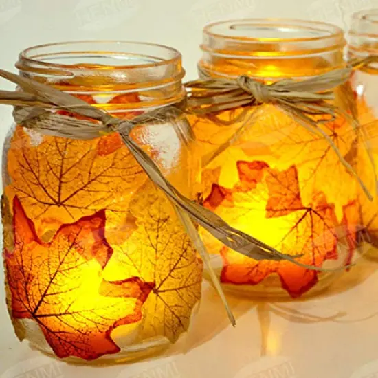 500PCS Artificial Maple Leaves 5 Assorted Mixed Fake Fall Maple Leaf Lifelike Looking Silk Autumn Leaf Garland for Halloween Fall Decor Party Festival Thanksgiving Table Decorations&hellip; {5}