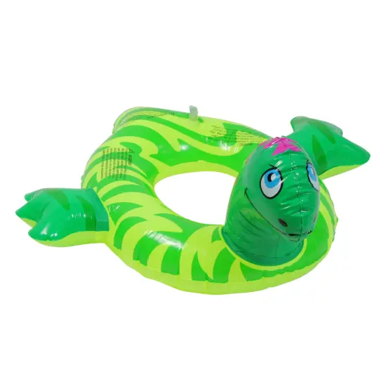 Swim Central 24" Inflatable Green and Yellow Dinosaur Swim Ring Tube Pool Float {3}