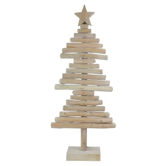 Northlight Rustic Wooden Christmas Tree with Star Decoration - 25.5" Beige {1}
