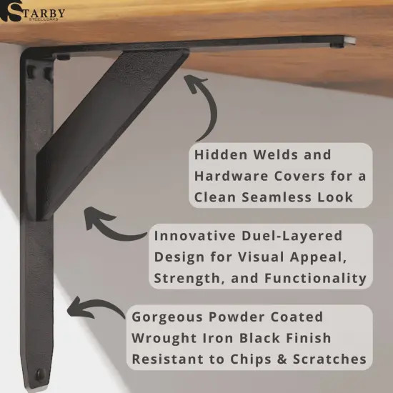 Jetstream Solid Heavy Duty Low Profile Welded Countertop Support Shelf Brackets {6}