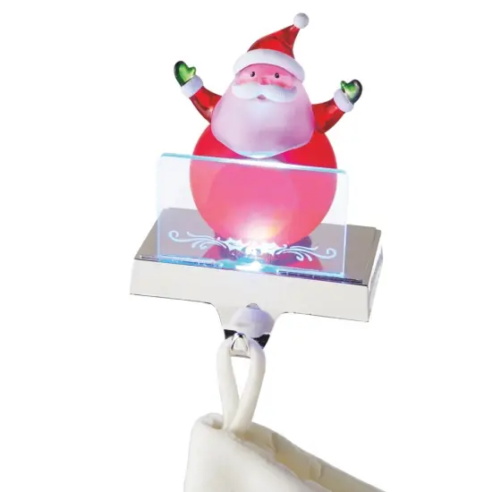 Midwest 6.75" Red and White LED Lighted Color Changing Frosted Santa Claus Christmas Stocking Holder Foralization {1}