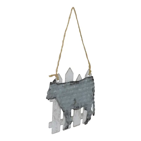 Northlight 4.5" Country Rustic Cow and White Picket Fence Christmas Ornament {5}
