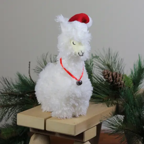 Northlight Standing Plush Sleeping Llama with Jingle Bell Necklace Christmas Figure - 13" White {3}