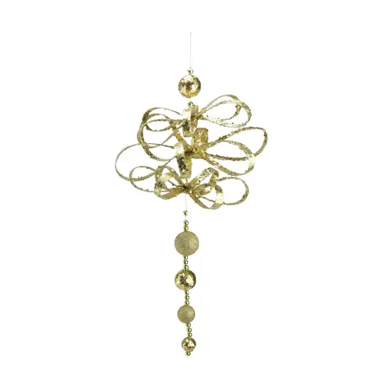 Midwest 18.5&rdquo; Gold Two Finish Whimsical Glittered Loop Ornament {1}