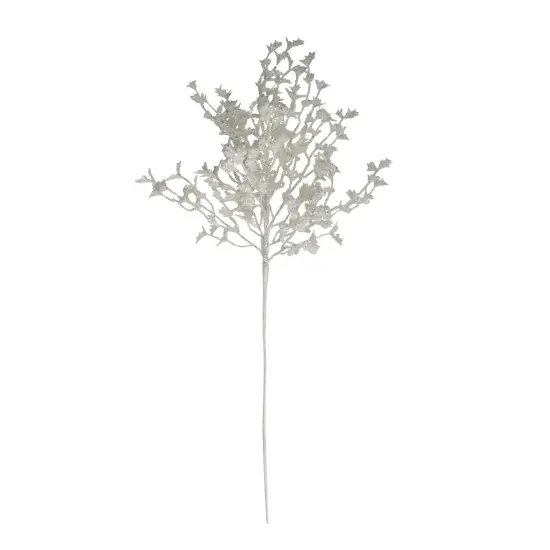 Northlight 26" White Glittered Holly Leaves and Berries Artificial Christmas Spray {1}