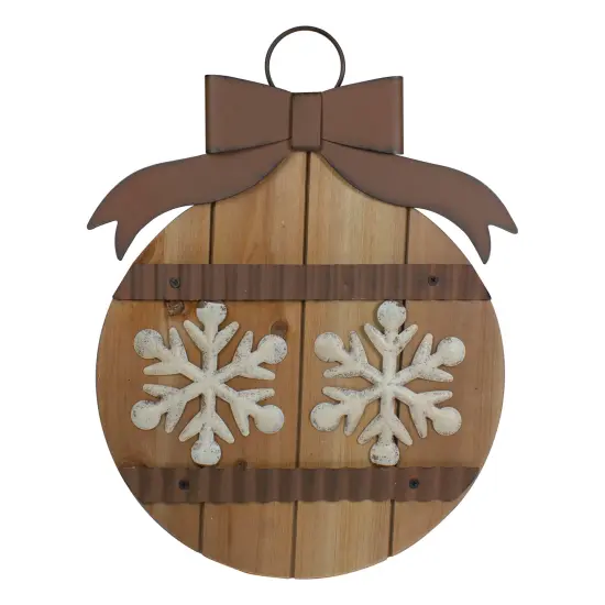 Northlight 16" Rustic Brown Snowflakes Christmas Ornament Wall Sign Beige {1}