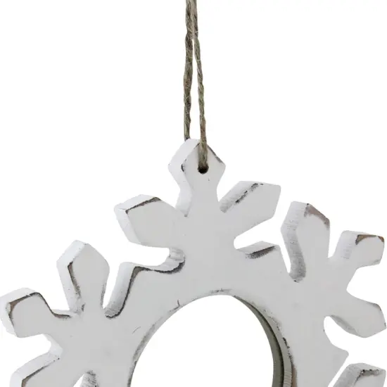 Allstate 7.25" Rustic White Embossed Snowflake with Mirror Medallion Christmas Ornament {3}