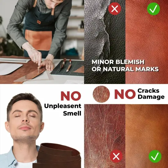 ELW 9-10 oz (3.6-4mm) Latigo Leather Straps Belt Grade 60" Cowhide Strips Heavy Duty Holsters, Sheathes, Harness, Saddle, Armor, Collars {6}