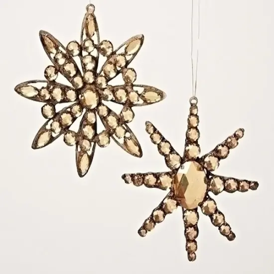 Roman 5.5" Brown Jeweled Diamond Gem Snowflake Christmas Ornament {1}