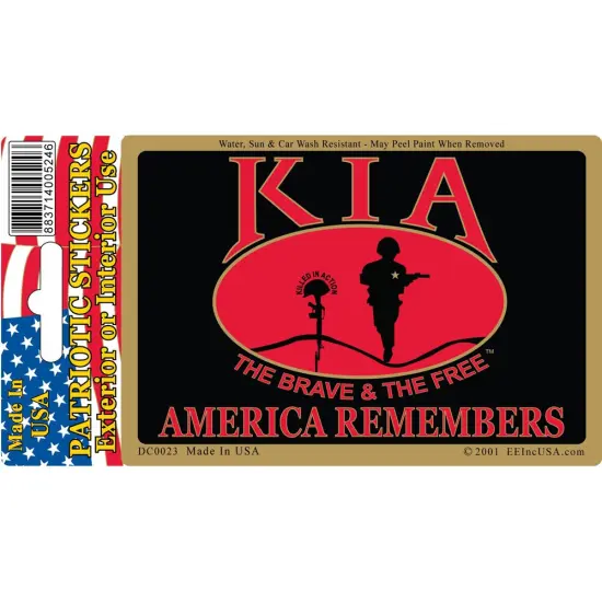 DC0023 Black KIA America Remembers Sticker (3''x4.25'') {1}