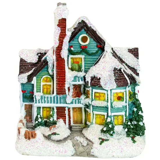 Northlight LED Lighted Snowy House Christmas Village Decoration - 5.5" - Green {1}
