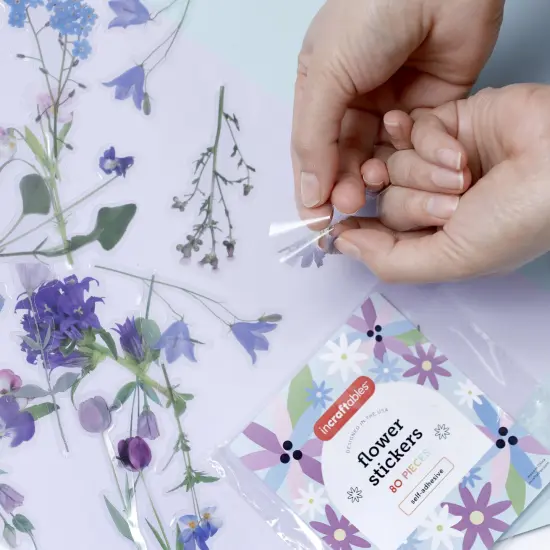 Incraftables Self Adhesive Flower Stickers for Kids (80pcs). Natural Flower Stickers for Scrapbooking. Large & Small Flower Stickers for Water Bottles. Transparent Spring Floral Decals for Crafts {2}