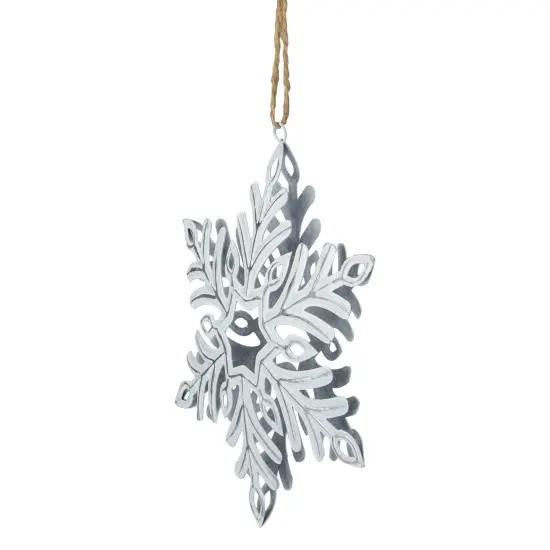 Northlight Metal Star Snowflake Christmas Ornament on Jute Rope - 5.5" - Silver and White {5}