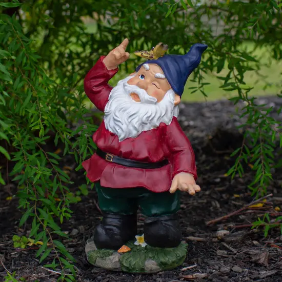 Northlight 11.25" Red and Green Gnome with Butterfly Outdoor Garden Statue {3}