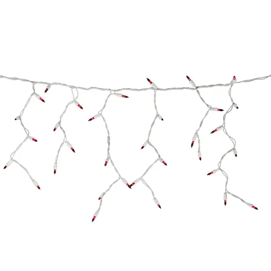 Northlight Mini Incandescent Icicle Christmas Lights - Red - 3.5' White Wire - 100ct {4}