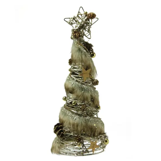 Gallerie II 15" Brown Rustic Style Glittered Christmas Tree Tabletop Decor {1}