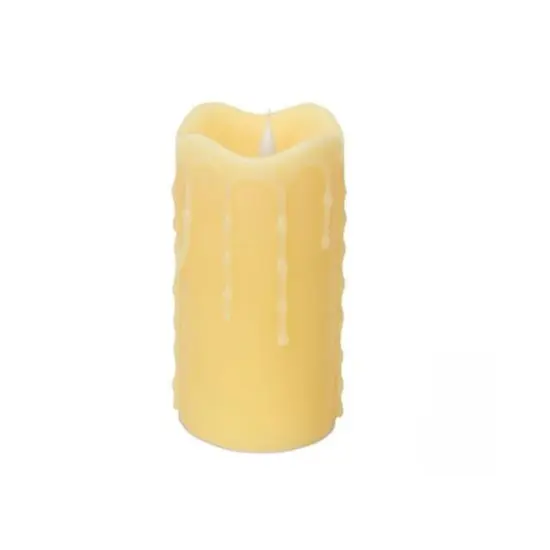 Melrose 5.25" Simplux Dripping Wax LED Lighted Flameless Candle - Ivory {1}
