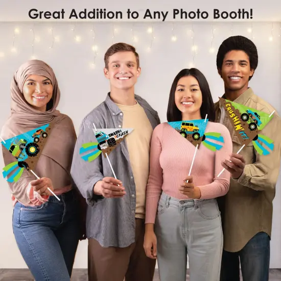 Big Dot of Happiness Smash and Crash - Monster Truck - Triangle Boy Birthday Party Photo Props - Pennant Flag Centerpieces - Set of 20 {6}