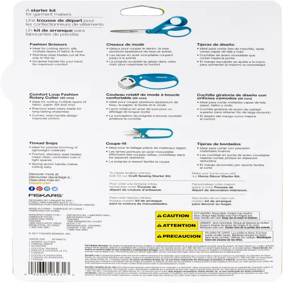 Fiskars Garment Sewing Fashion Starter Set 3pcs-Rotary Cutter, Thread Snips & Scissors {4}