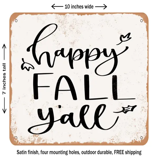 DECORATIVE METAL SIGN - Happy Fall Y'all5 - Vintage Rusty Look {2}