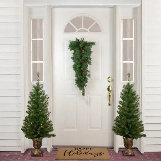 Northlight Black River Pine Artificial Christmas Teardrop Swag with Pine Cones - 30" - Unlit Green {3}