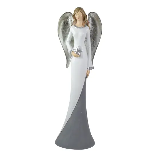 Northlight Winged Angel with Star Figurine - 16.5" - White Gray {1}