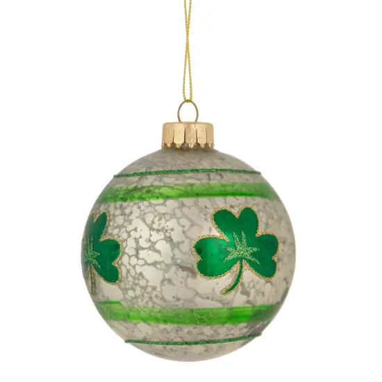 Northlight Irish Shamrock Mercury Glass Christmas Ornament - 3" - Green {3}