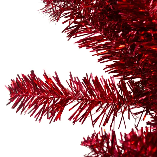 Northlight Metallic Tinsel Artificial Christmas Garland - 9' x 12" - Red - Unlit {3}