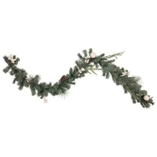 Northlight Pre-Lit LED Mixed Pine and Berries B/O Christmas Garland - 6' x 12" - Warm White Lights Green {1}