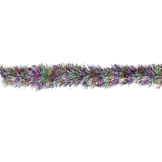Northlight Shiny Foil Tinsel Commercial Christmas Garland - 50' x 3" - Multicolor - Unlit Silver {3}
