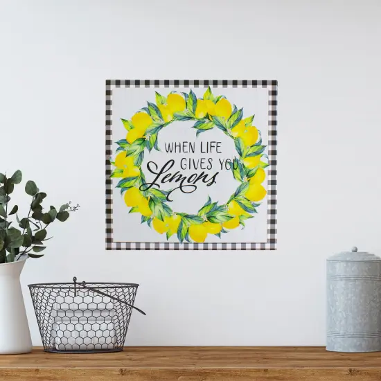 Northlight White and Black Gingham "When Life Gives You Lemons" Decorative Wall Art 13.75" {3}