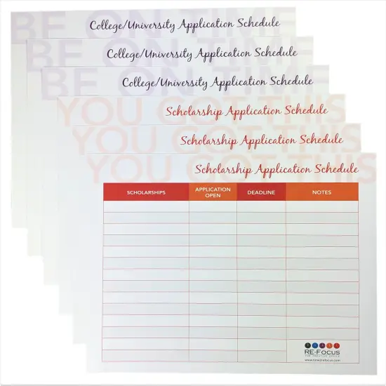 RE-FOCUS THE CREATIVE OFFICE College/University & Scholarship Application Tracker Sheet {6}