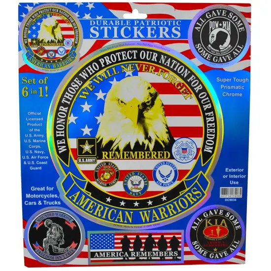 Patriotic American Warriors Sticker Pack of 6 (12.25"x14.25") {1}