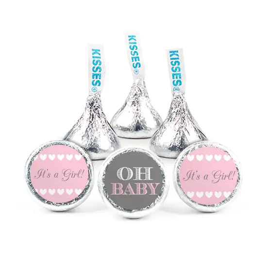 324ct Pink Oh Baby Girl Baby Shower Stickers for Hershey's Kisses Favors (324 Count) - By Just Candy {1}