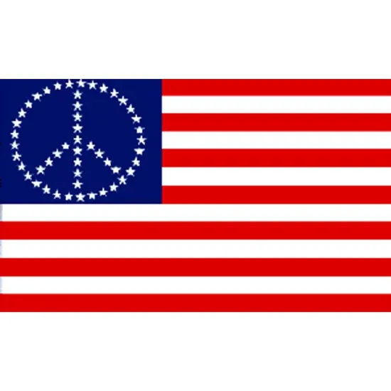 Peace Symbol American Flag with Grommets 3ft x 5ft {1}