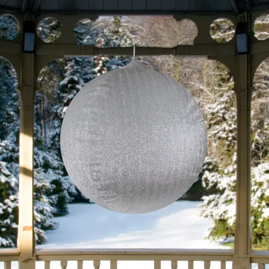 Northlight Inflatable Tinsel Commercial Christmas Ball Ornament Outdoor Decoration - 27.5" - Silver {3}