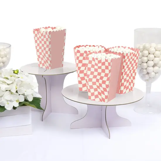 Big Dot of Happiness Pink Checkered Party - Favor Popcorn Treat Boxes - Set of 12 {6}