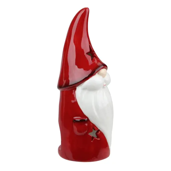 Northlight 8.25 Red Ceramic Christmas Star Gnome Tealight Candle Holder {3}