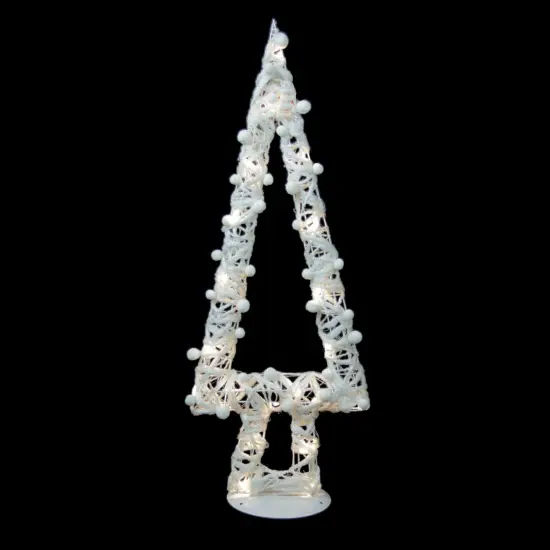 Northlight Lighted Glitter String and Cotton Ball Christmas Tree Decoration - 34" White {3}