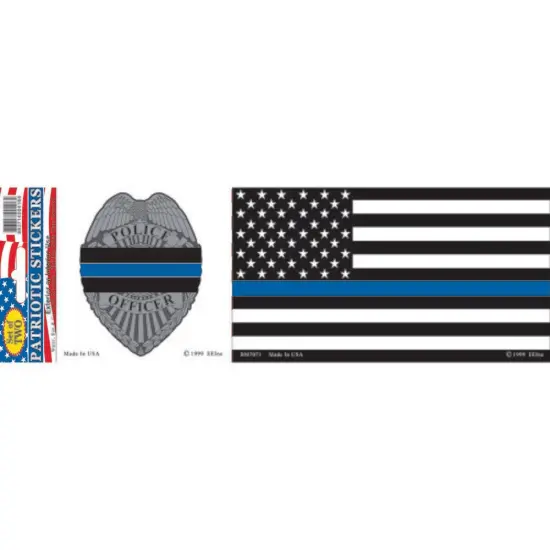 U.S Police Blue Line American Flag Sticker (3-1/2"x10") {1}