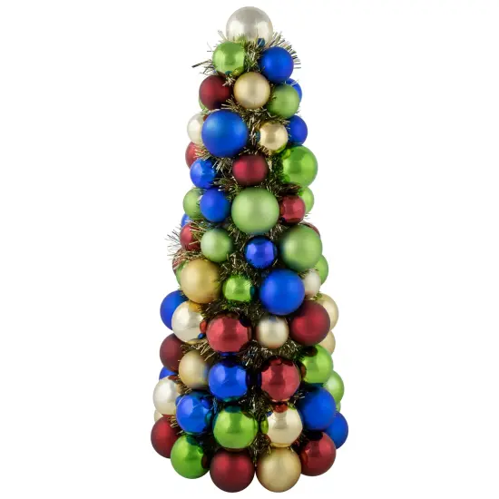 Northlight Shatterproof Ball Christmas Tree with Tinsel - 15.75" - Multicolor {1}
