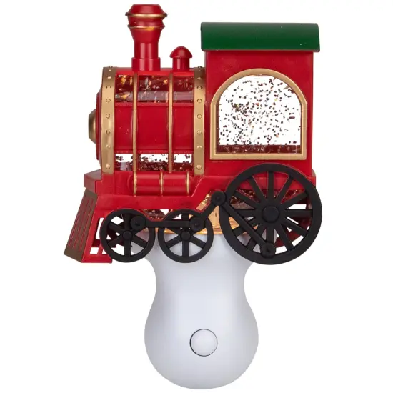 Roman Glittery Bubble Lamp Christmas Train Night Light - 6.5" Red {1}