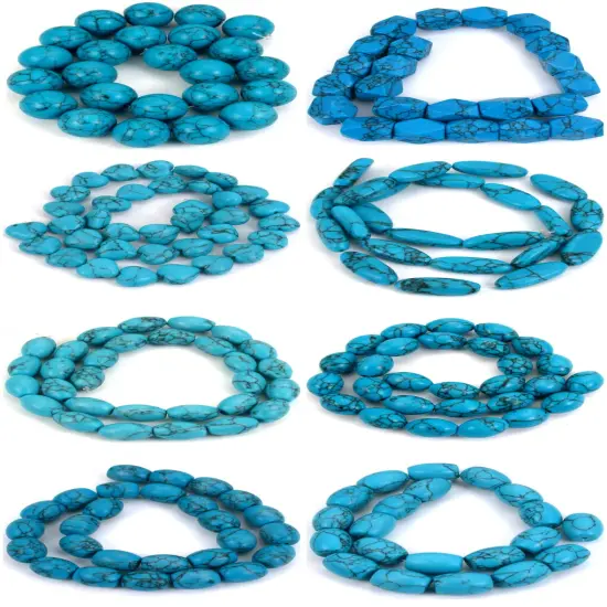 8 Strands Synthetic Turqoise Beads Various Shapes & Sizes {1}
