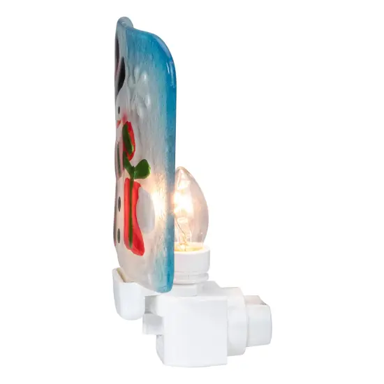 Northlight Snowman in Top Hat Glass Christmas Night Light - 4.75" Blue {3}