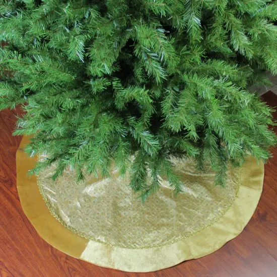 Northlight 48" Gold Glittered Star Christmas Round Tree Skirt {1}