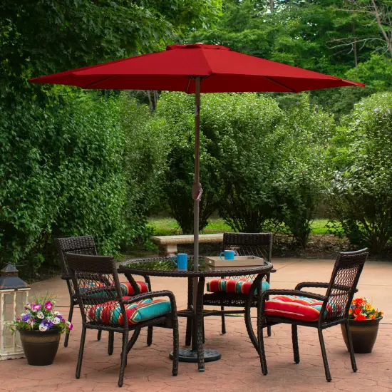 Northlight 9ft Outdoor Patio Market Umbrella with Hand Crank and Tilt, Red {3}